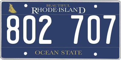 RI license plate 802707