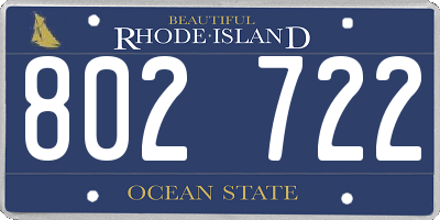 RI license plate 802722