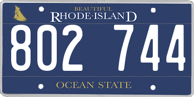 RI license plate 802744