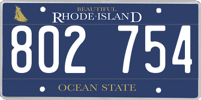 RI license plate 802754