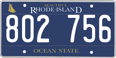RI license plate 802756