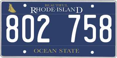 RI license plate 802758