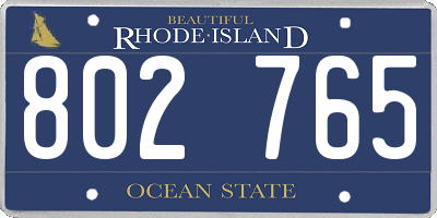 RI license plate 802765