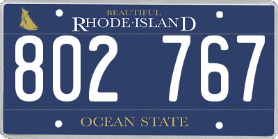 RI license plate 802767