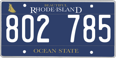 RI license plate 802785