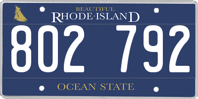 RI license plate 802792