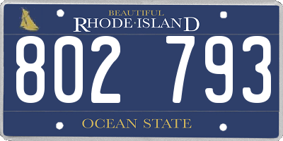 RI license plate 802793