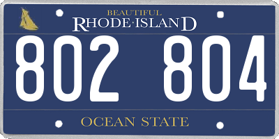 RI license plate 802804