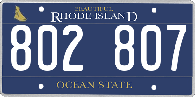 RI license plate 802807