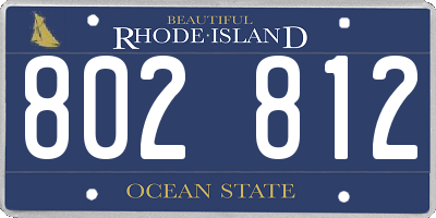 RI license plate 802812