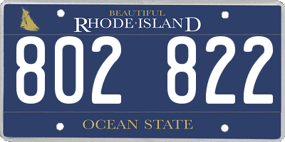 RI license plate 802822