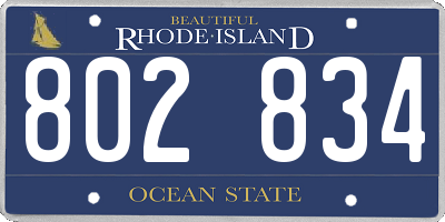 RI license plate 802834