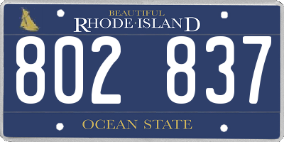RI license plate 802837