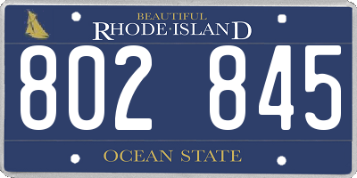 RI license plate 802845