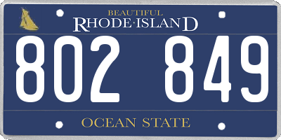 RI license plate 802849