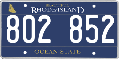 RI license plate 802852