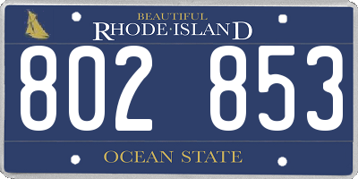 RI license plate 802853