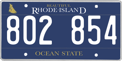 RI license plate 802854