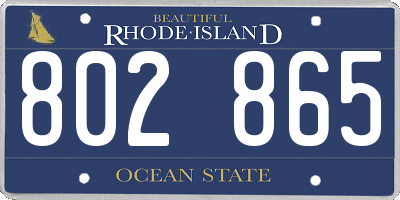 RI license plate 802865