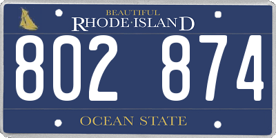 RI license plate 802874