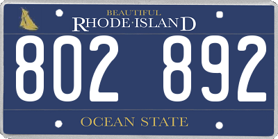 RI license plate 802892