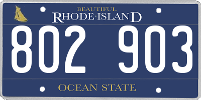 RI license plate 802903