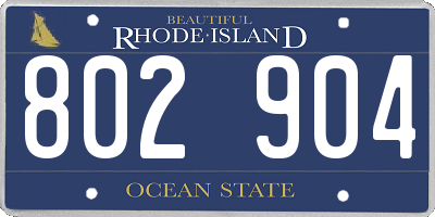 RI license plate 802904