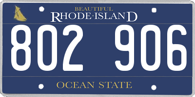 RI license plate 802906