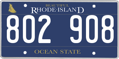 RI license plate 802908