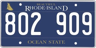 RI license plate 802909