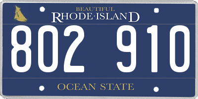 RI license plate 802910