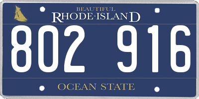 RI license plate 802916
