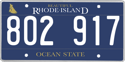 RI license plate 802917