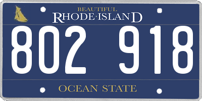 RI license plate 802918