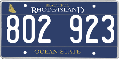 RI license plate 802923