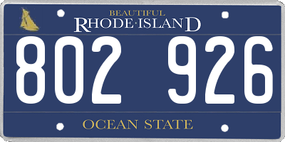 RI license plate 802926