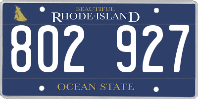 RI license plate 802927