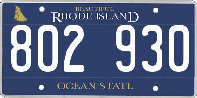 RI license plate 802930