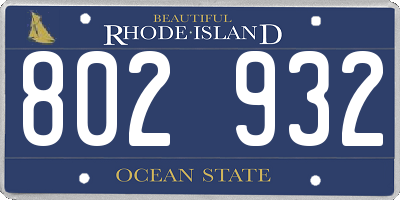 RI license plate 802932