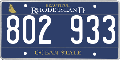 RI license plate 802933