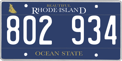 RI license plate 802934