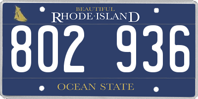 RI license plate 802936