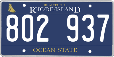 RI license plate 802937