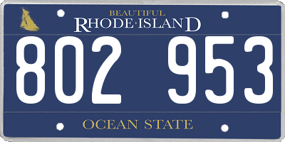 RI license plate 802953