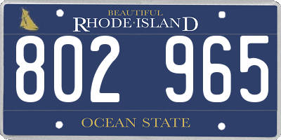 RI license plate 802965