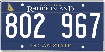 RI license plate 802967