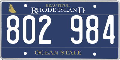 RI license plate 802984