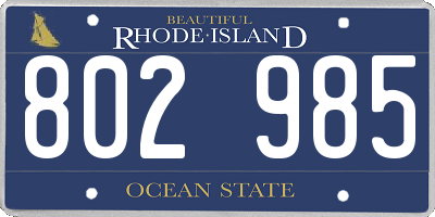 RI license plate 802985