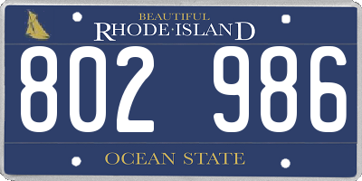 RI license plate 802986