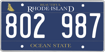 RI license plate 802987